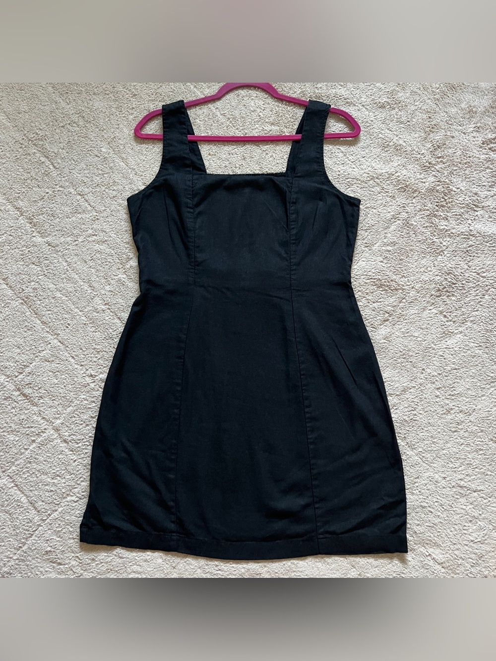 Old Navy Linen Blend Square Neck Mini Dress Smock Back Minimalist Preppy Sz M